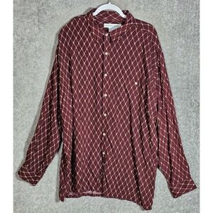 Irvine Park Button Up Shirt Mens Size 2XL Maroon Geometric Chest Pocket Vintage
